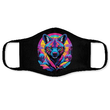 Discover Neon Wild - Urban Hyena Portrait Face Masks