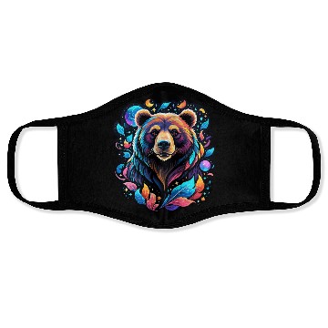 Discover Mystical Galaxy Bear - Celestial Wilderness Art Face Masks