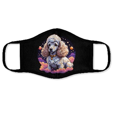 Discover Celestial Poodle in Space Illustration Face Masks