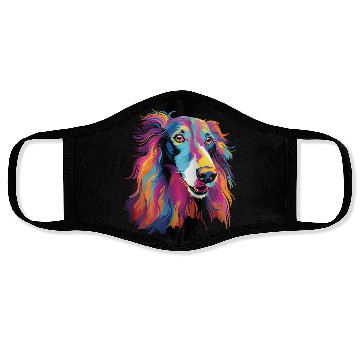 Discover Watercolor Colorful Russian Greyhound Face Masks