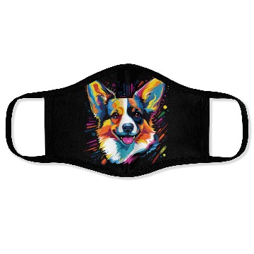 Discover Watercolor Colorful Corgi Face Masks