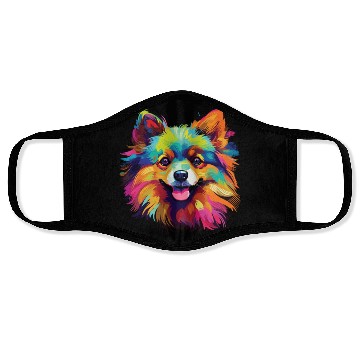 Discover Watercolor Colorful Pomeranian Face Masks