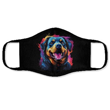 Discover Watercolor Colorful Rottweiler Face Masks