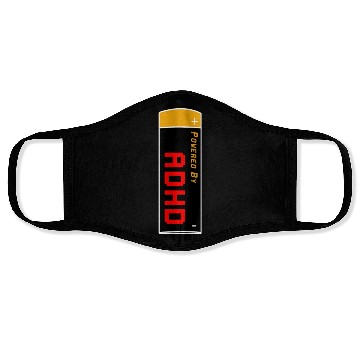 Discover Powered By ADHD | Battery Funny Meme Face Masks