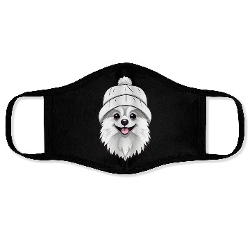 Discover Cute Pomeranian with hat Face Masks