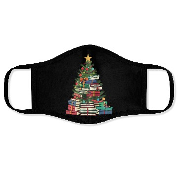 Discover Bookworm Christmas Tree books Face Masks