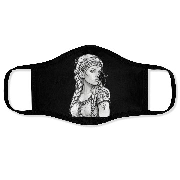 Discover Viking female hairstyles grayscale Face Masks