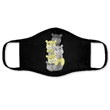 Discover Perigender Flag Pride Lgbtq Cute Hippo Stack Face Masks