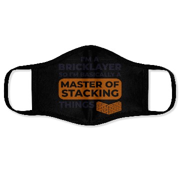 Discover Master of Stacking Humorous Bricklayer Brick Mason Face Masks