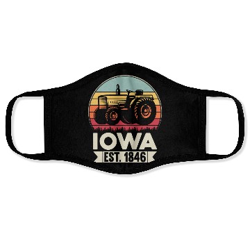 Discover Iowa Vintage Tractor Farmer Gifts Face Masks