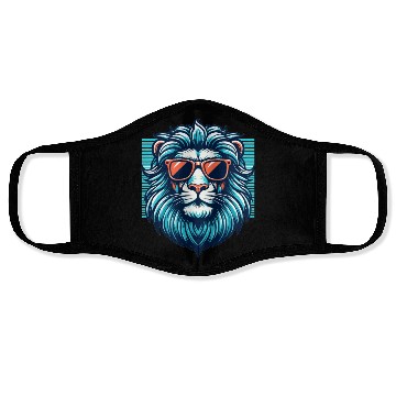 Discover Chill Monarch - Lion with Sunglasses Retro Face Masks