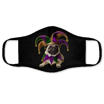 Discover Mardi Gras Pug with Jester Hat Face Masks