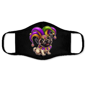 Discover Mardi Gras Pug with Jester Hat Face Masks