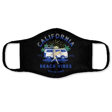 Discover California Beach Vibes Retro Camper Van Face Masks