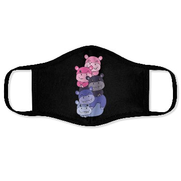 Discover Omnisexual Flag Pride Lgbtq Cute Hippo Stack Face Masks