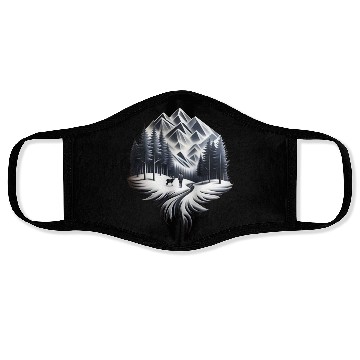 Discover Winter is here ,snowy mountains nature Face Masks