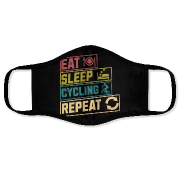 Discover Eat sleep cycling repeat hobby Face Masks