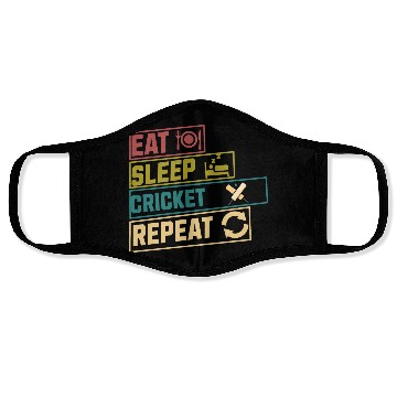 Discover Eat sleep cricket repeat hobby Face Masks