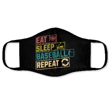 Discover Eat sleep baseball repeat hobby Face Masks