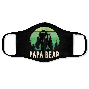 Discover Papa Bear Forest Green Retro Mens Face Masks