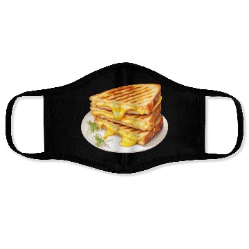Discover Plate of Grilled Cheese Sandwich Face Masks