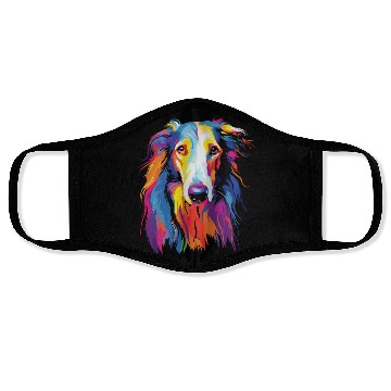 Discover Watercolor Colorful Russian Greyhound Face Masks