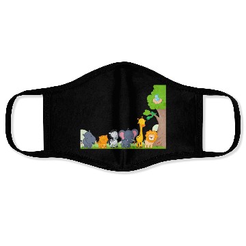 Discover Multi zoo animals lion giraf elephant Face Masks