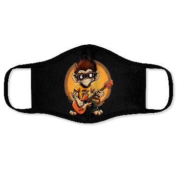 Discover Monkey Chimpanzee Playing Acousitc Rock Guitar Face Masks