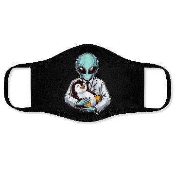 Discover Alien Embracing Penguin Face Masks