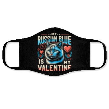 Discover Russian Blue Cat Love Cute Valentine's for Cat lov Face Masks
