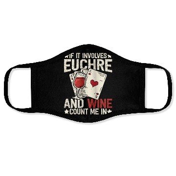Discover Euchre card game wine funny euchre Face Masks