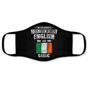 Discover Cuss In Both English and Gaelic Funny Ireland Flag Face Masks