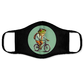 Discover Frog Riding Bike Face Masks