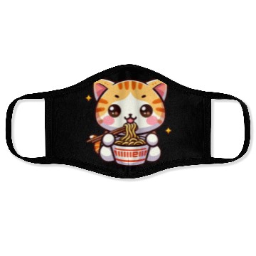 Discover Cute Cat Eating Ramen Face Masks