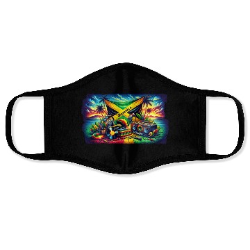 Discover Jamaica Caribbean Reggae Music Design Face Masks