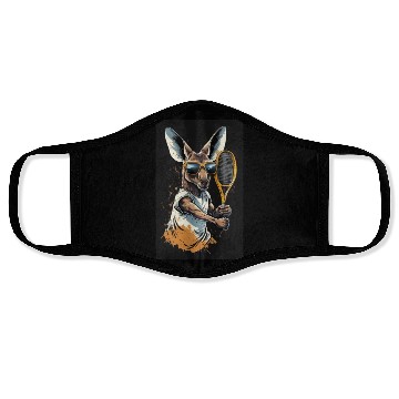 Discover Kangaroo play tennis Face Masks