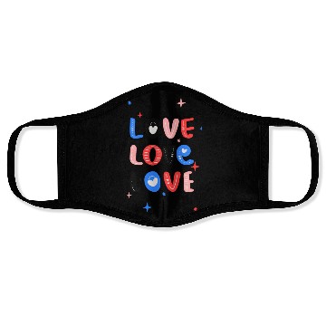 Discover White Red Pink Light Blue Black Bold Valentine Face Masks