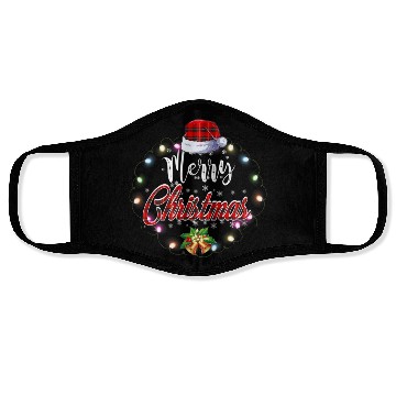 Discover Merry Christmas Buffalo Red Plaid Lights Face Masks