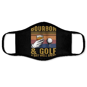 Discover Bourbon Golf Funny Golfer Bourbon Lover Face Masks