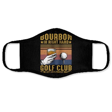 Discover Bourbon Golf Funny Golfer Bourbon Lover Face Masks