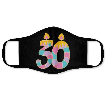 Discover Happy Birthday 30th Age Number Face Masks