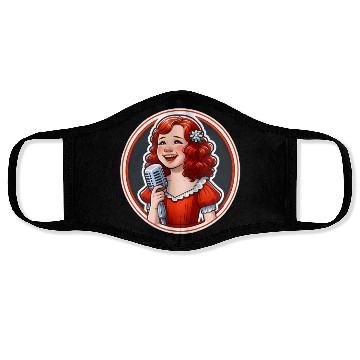 Discover 'Annie's Song' Vintage Microphone Illustration Face Masks