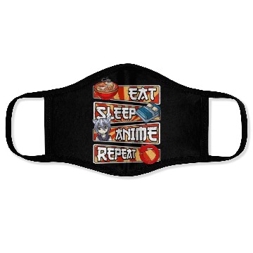 Discover eat sleep anime repeat cute lovers obsessed Face Masks