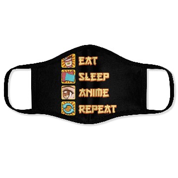 Discover funny eat sleep anime repeat the perfect presents Face Masks