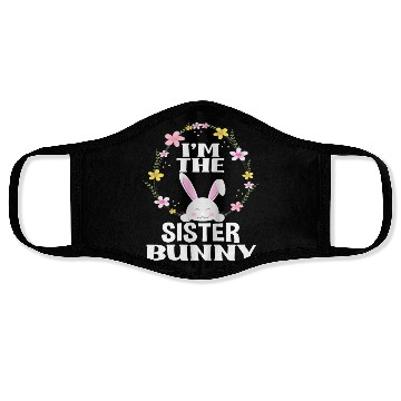 Discover I Am Sister Easter Bunny Flower Wreath Easter Face Masks
