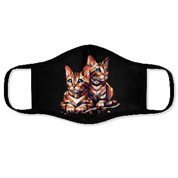 Discover Bengal Kittens Geometric Shape Face Masks