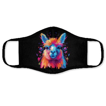 Discover Watercolor Colorful Alpaca Colorful Animals Face Masks