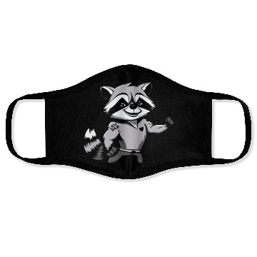 Discover Racoon Biceps Tattoo I Love Dad Face Masks