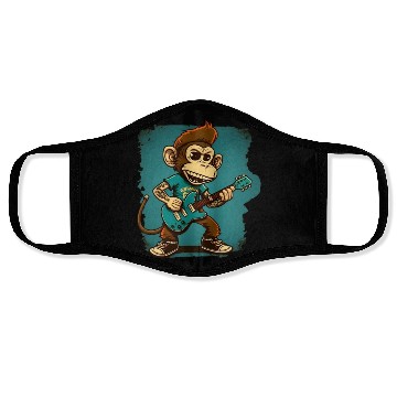 Discover Monkey Chimpanzee Playing Acousitc Rock Guitar Face Masks