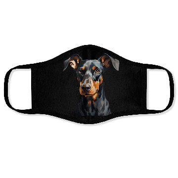 Discover Doberman natural ears Face Masks